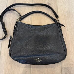 Kate Spade Black Leather crossbody bag- gold hardware- expandable